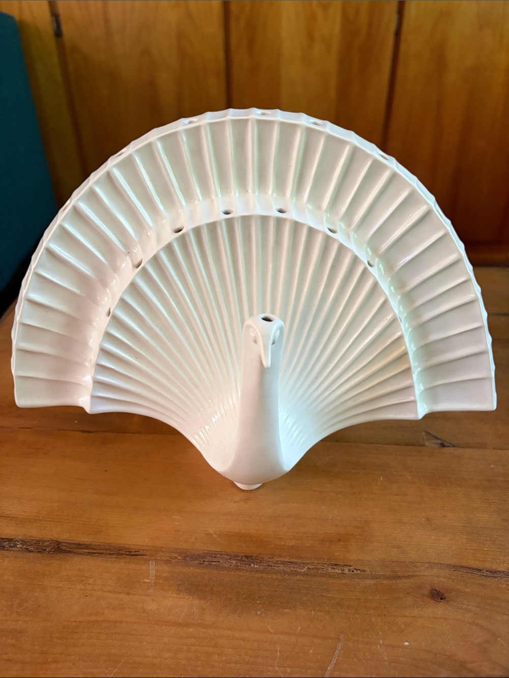 Jonathan Adler White Ceramic Fan-Tail Peacock lollipop holder